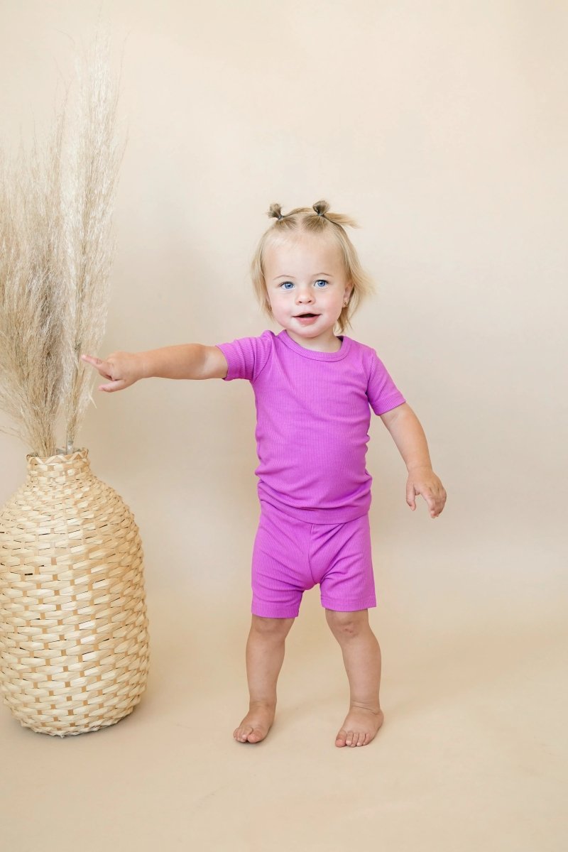 Little Joy Co. Solid Ribbed Bamboo Two Piece Pajamas For Toddlers - Everetts Place Boutique - 