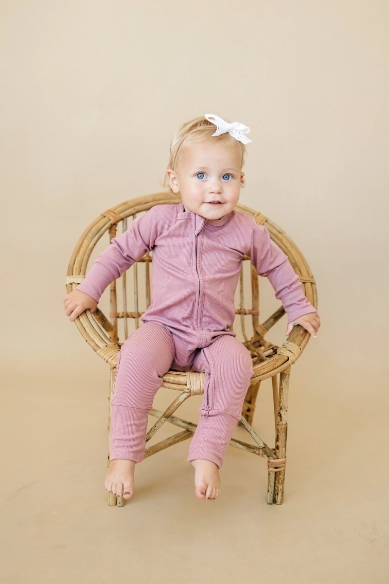 Little Joy Co. Solid Ribbed Bamboo Zippy Romper for Babies in Colors - Everetts Place Boutique - 