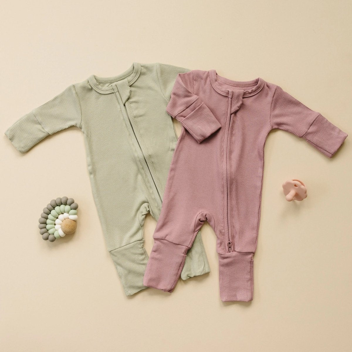 Little Joy Co. Solid Ribbed Bamboo Zippy Romper for Babies in Colors - Everetts Place Boutique - 