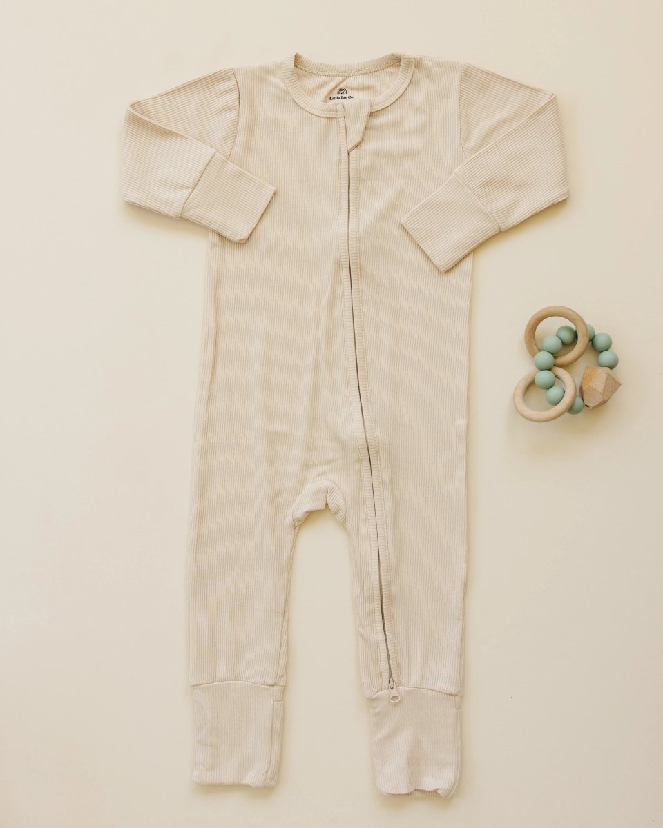Little Joy Co. Solid Ribbed Bamboo Zippy Romper for Babies in Colors - Everetts Place Boutique - 