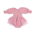 Angel Dear Solid Rose Elegance - Long Sleeve Smocked Bubble with Tutu - 