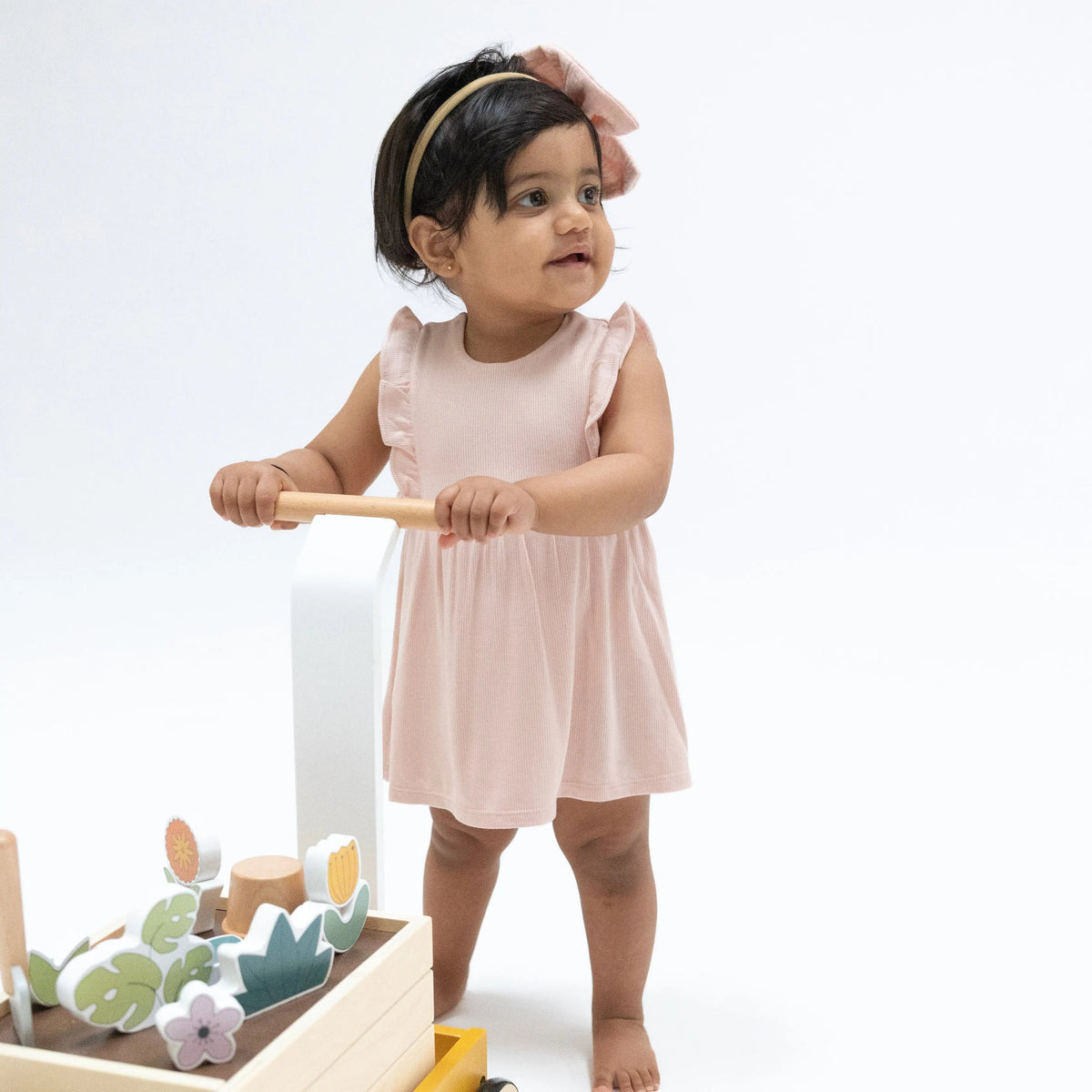 Angel Dear Solid Veiled Pink - Ruffle Bodysuit Dress - 