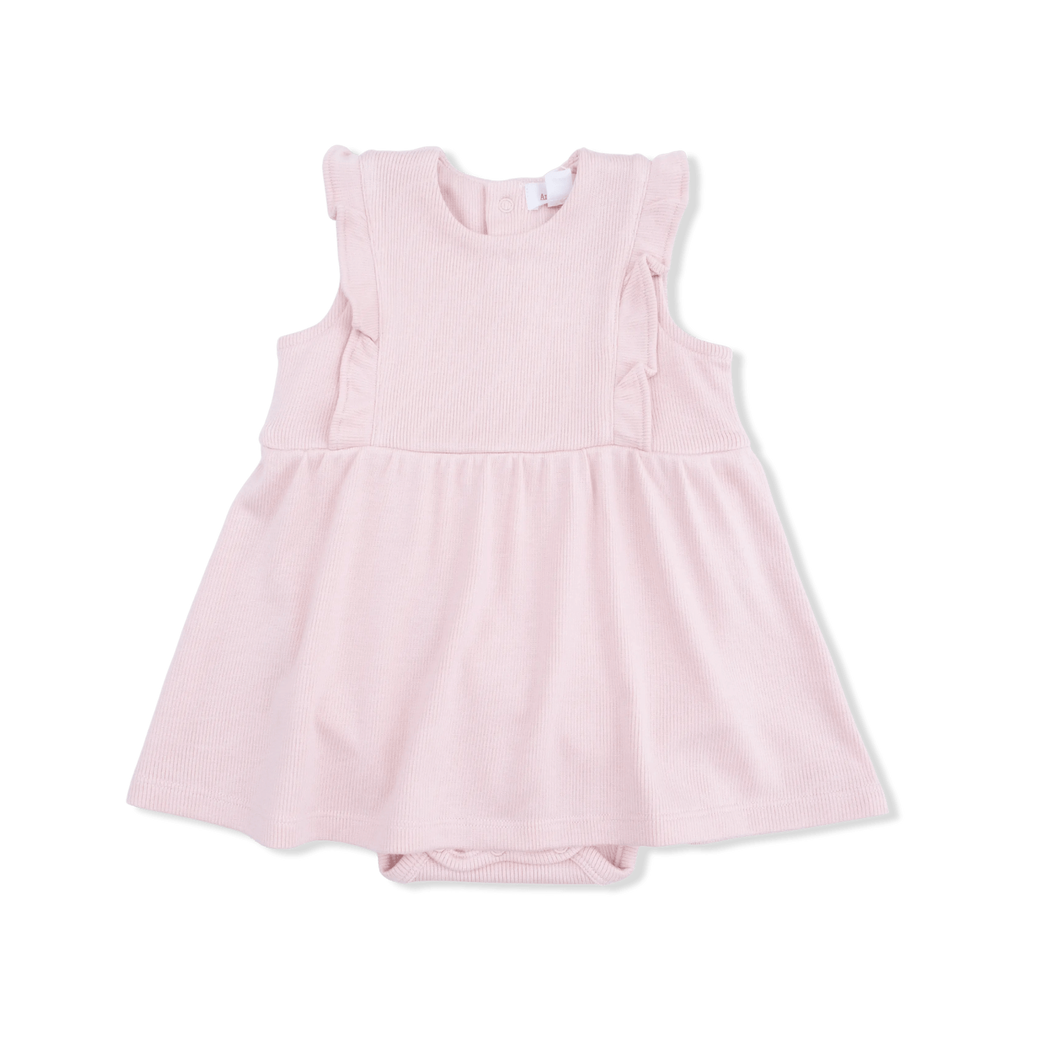 Angel Dear Solid Veiled Pink - Ruffle Bodysuit Dress - 