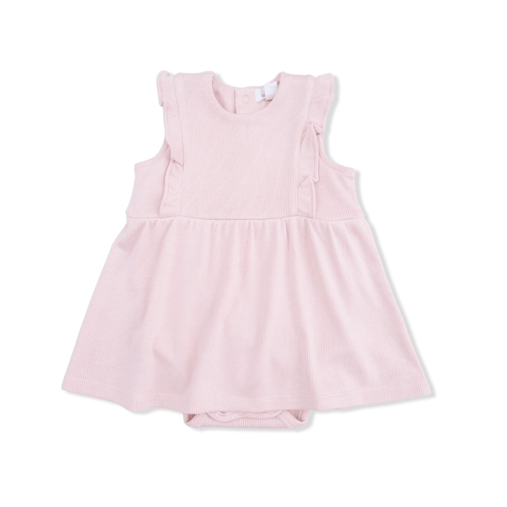 Angel Dear Solid Veiled Pink - Ruffle Bodysuit Dress - 