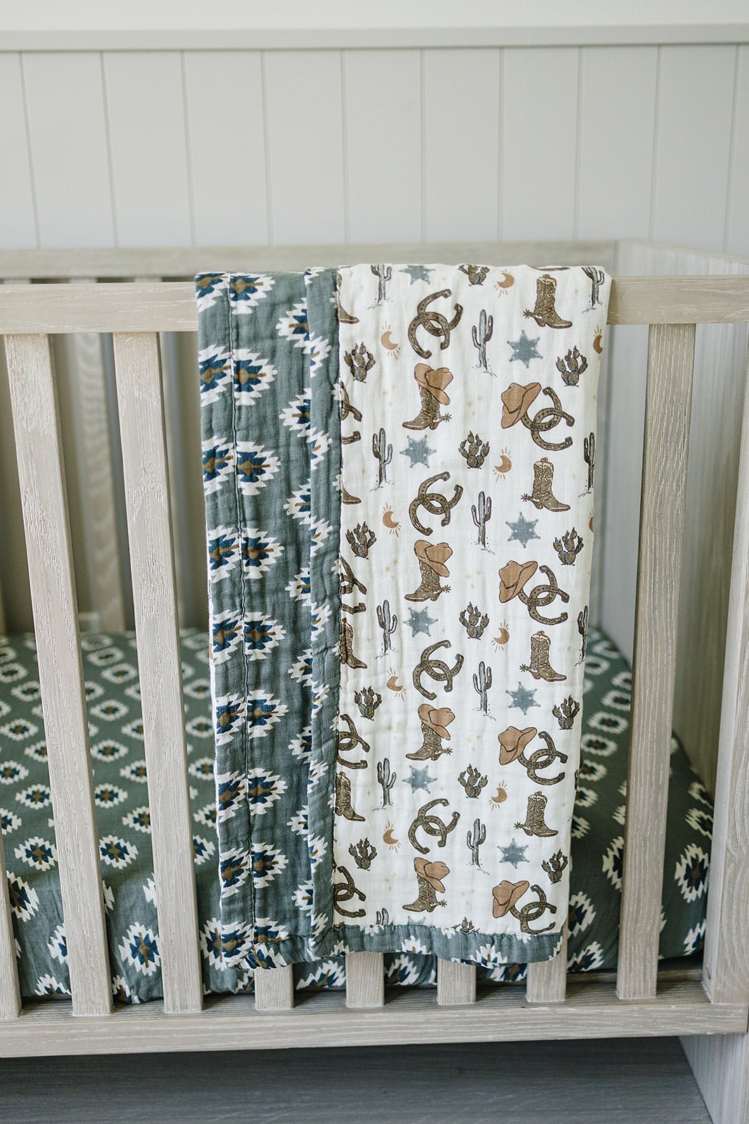 Mebie Baby Southwest Aztec + Outlaw Cowboy Muslin Quilt - 