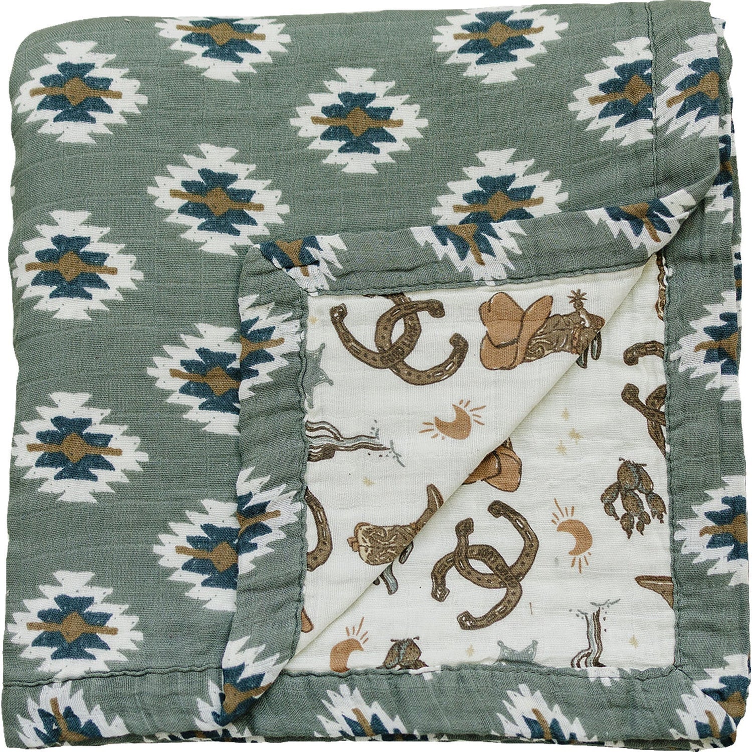 Mebie Baby Southwest Aztec + Outlaw Cowboy Muslin Quilt - 