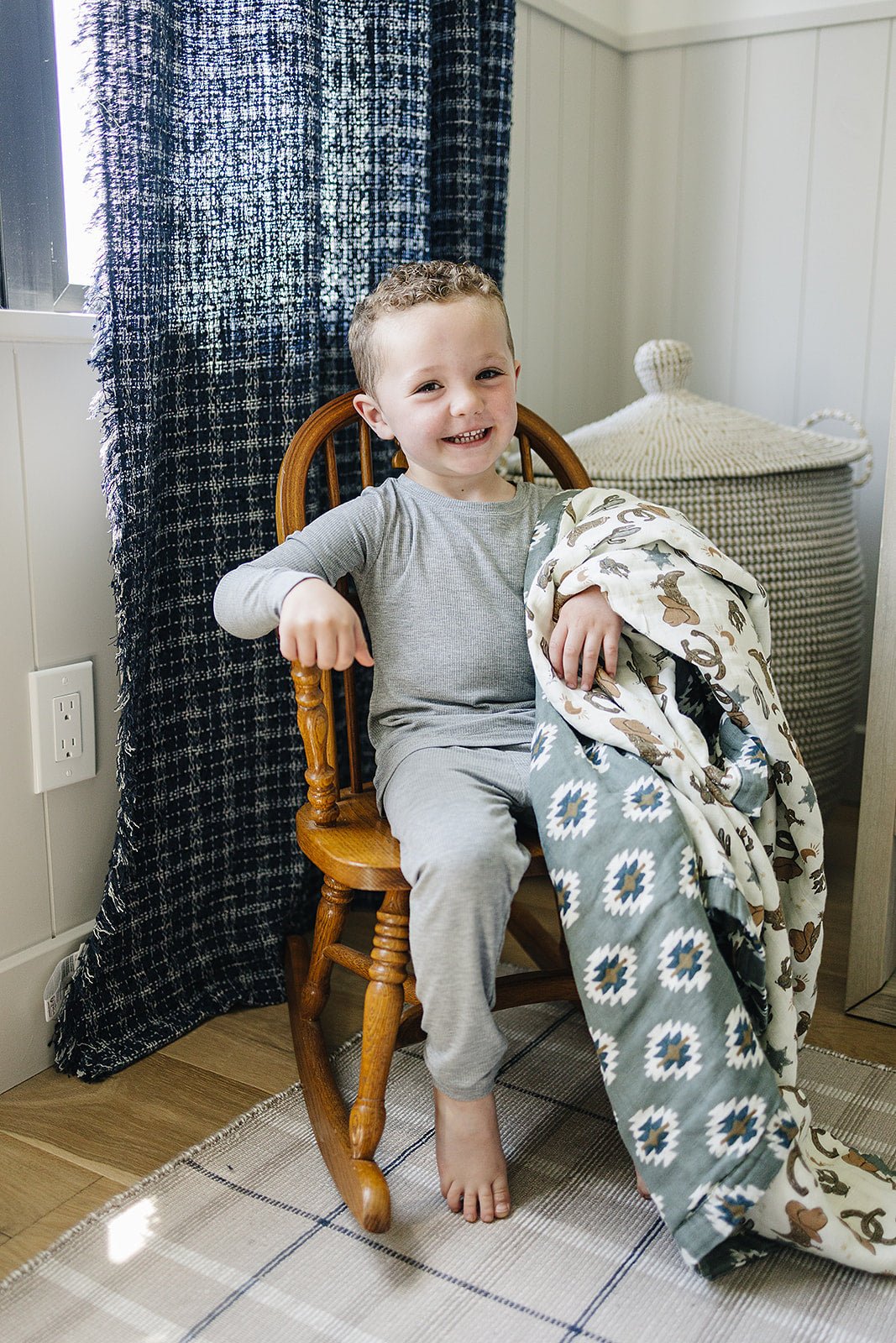 Mebie Baby Southwest Aztec + Outlaw Cowboy Muslin Quilt - 