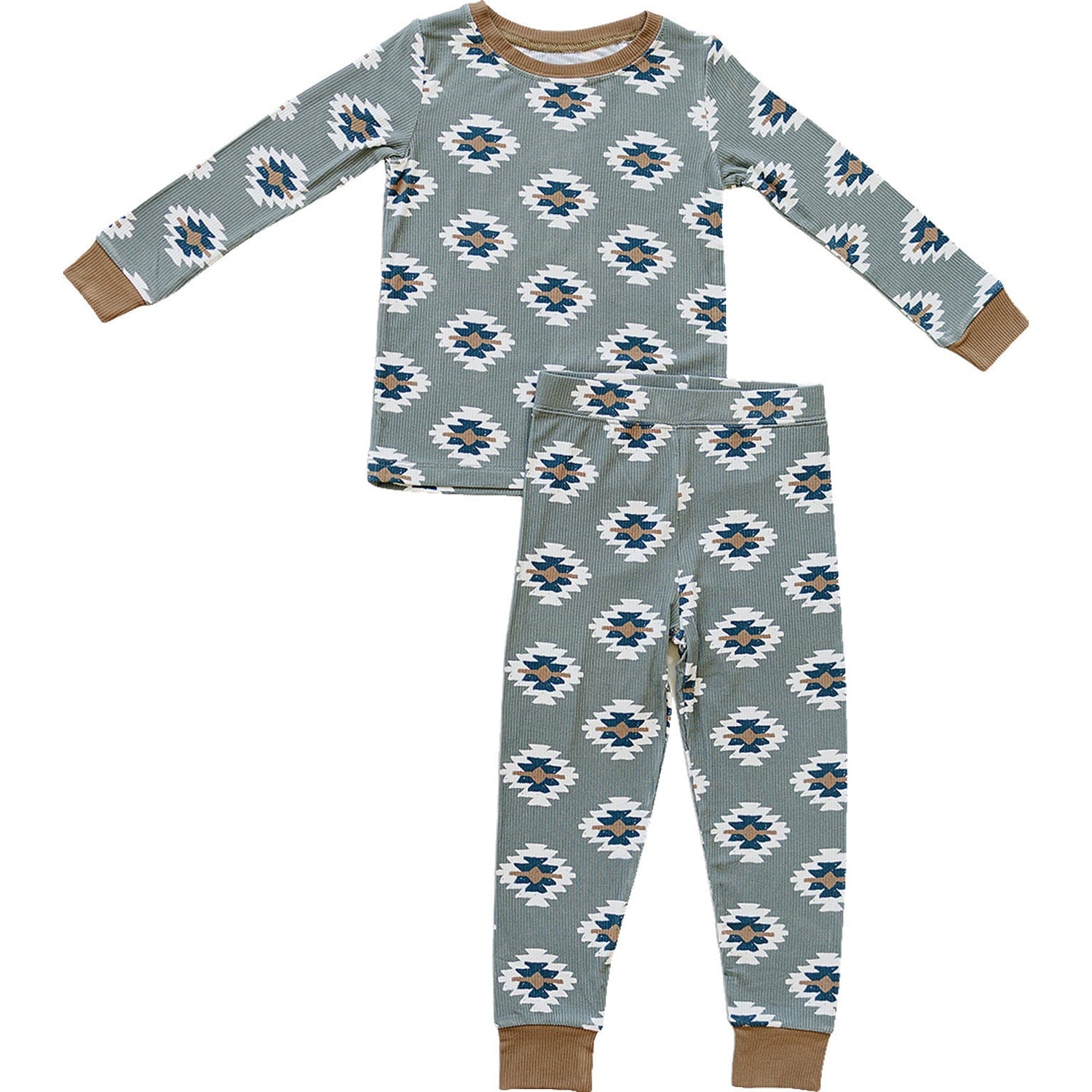 Mebie Baby Southwest Aztec Ribbed Bamboo Cozy Set for Kids Green - 