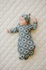 Mebie Baby Southwest Aztec Ribbed Bamboo Knot Gown - 