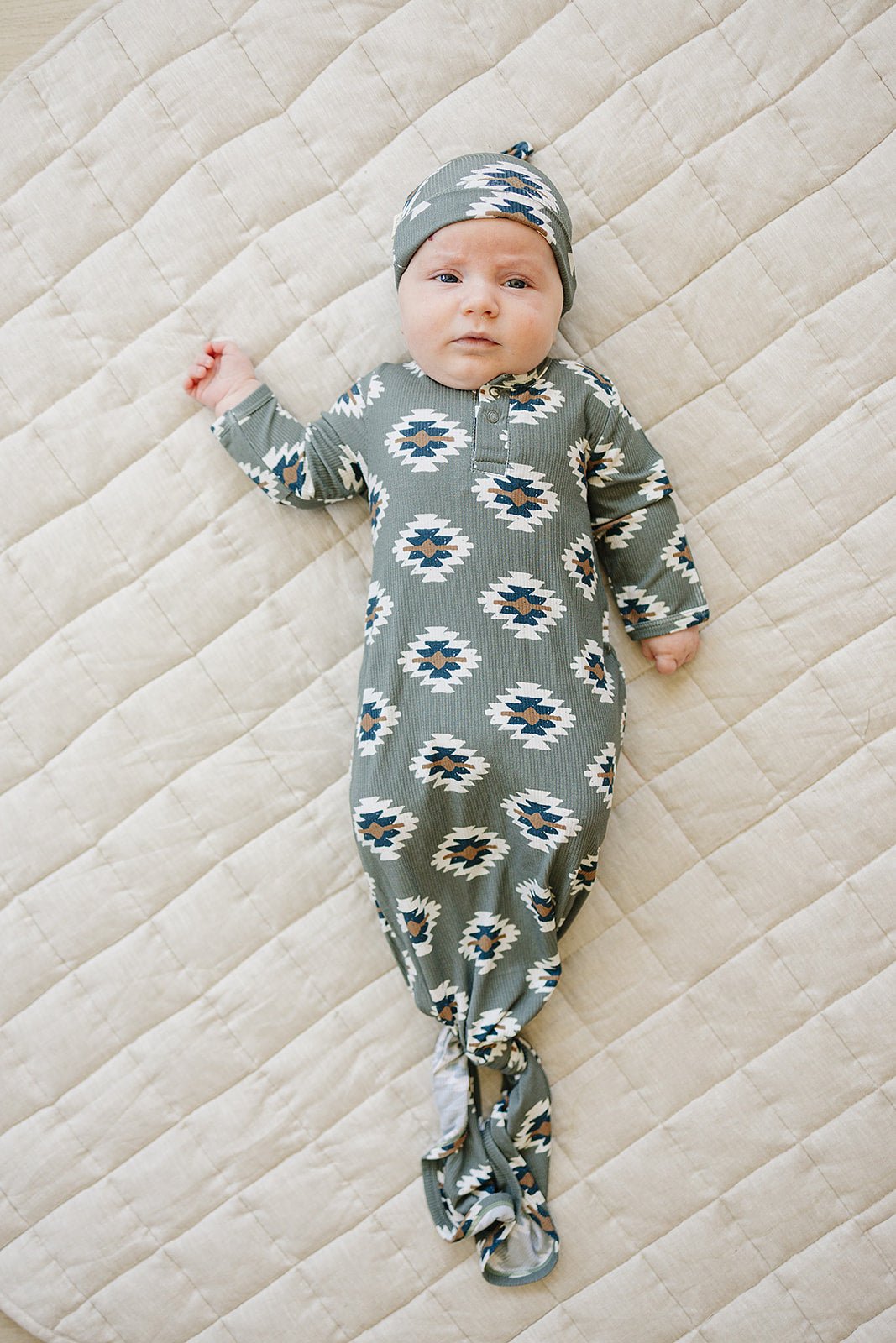 Mebie Baby Southwest Aztec Ribbed Bamboo Knot Gown - 