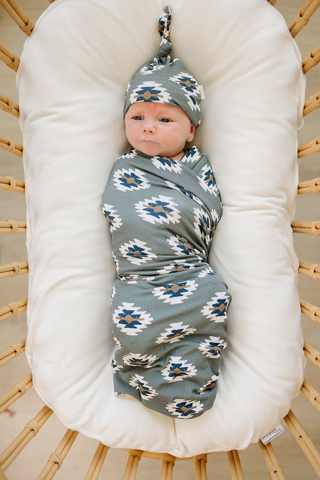 Mebie Baby Southwest Aztec Ribbed Bamboo Newborn Knot Hat Unisex Soft Baby Beanie - 