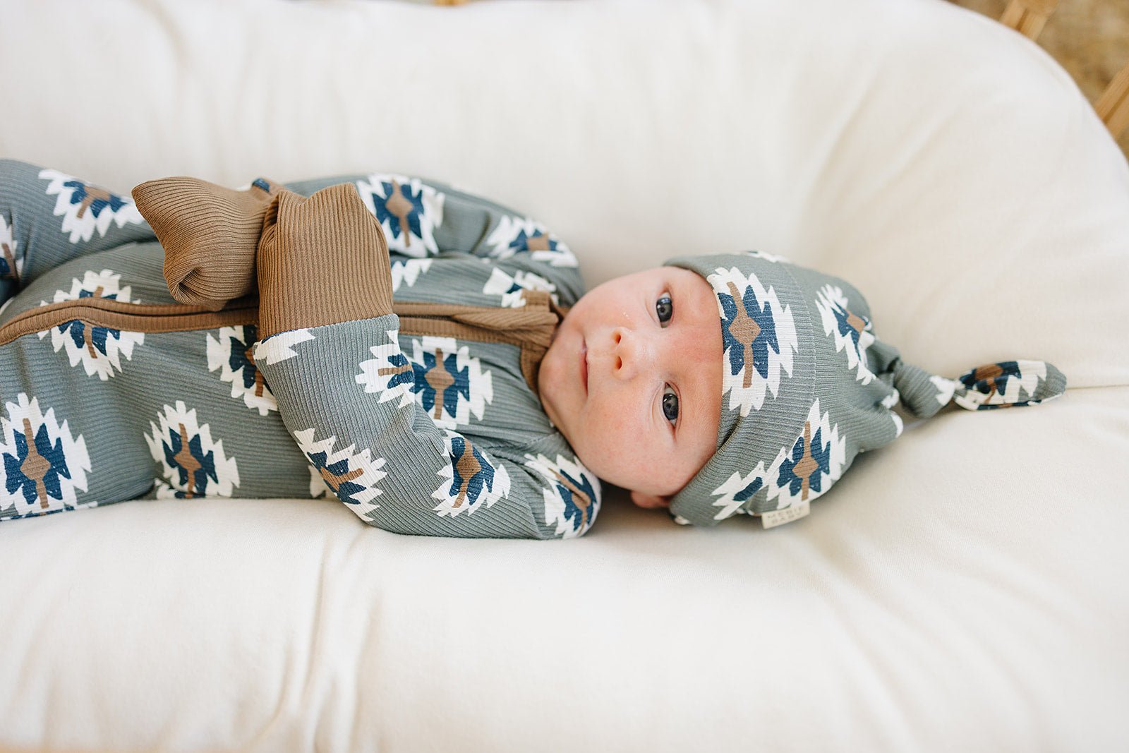 Mebie Baby Southwest Aztec Ribbed Bamboo Zipper - 