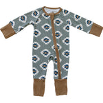 Southwest Aztec Ribbed Bamboo Zipper - Brown, Creative arts, Natural material, Wool, Animal Figure | Everetts Place