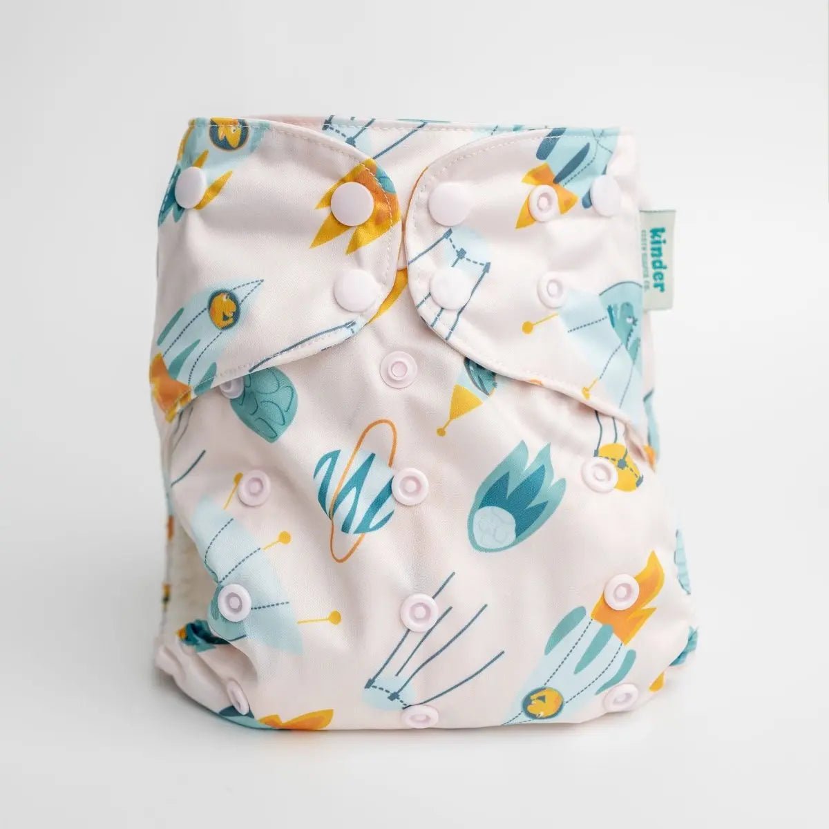 Kinder Cloth Diaper Co. Space and Sky: Essentials Pocket Cloth Diaper with Athletic Wicking Jersey, Grows with your Baby -