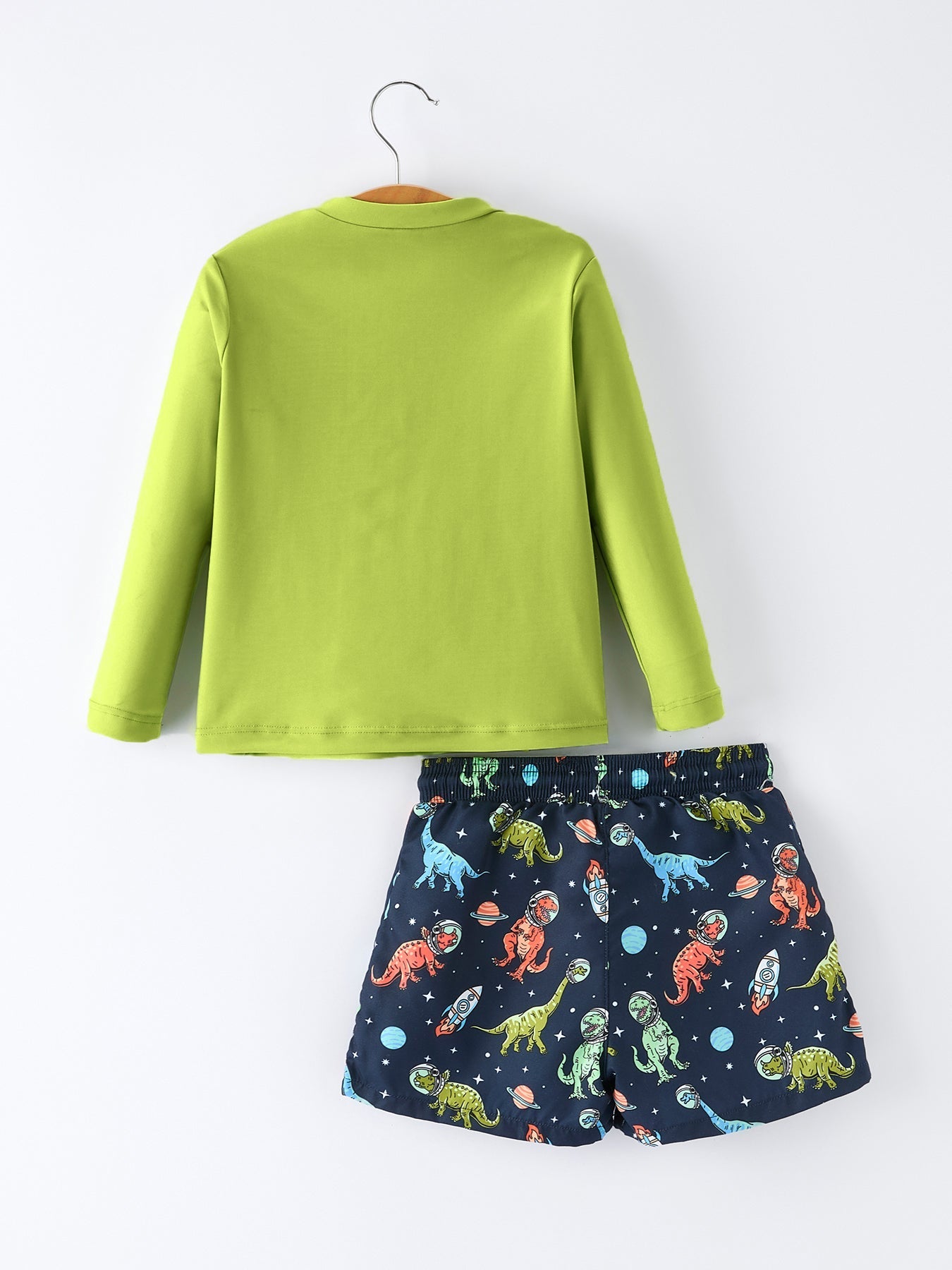 Rylee Faith Designs Space Dinosaur Boys Two Piece Swimsuit Long Sleeve