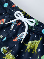 Rylee Faith Designs Space Dinosaur Boys Two Piece Swimsuit Long Sleeve