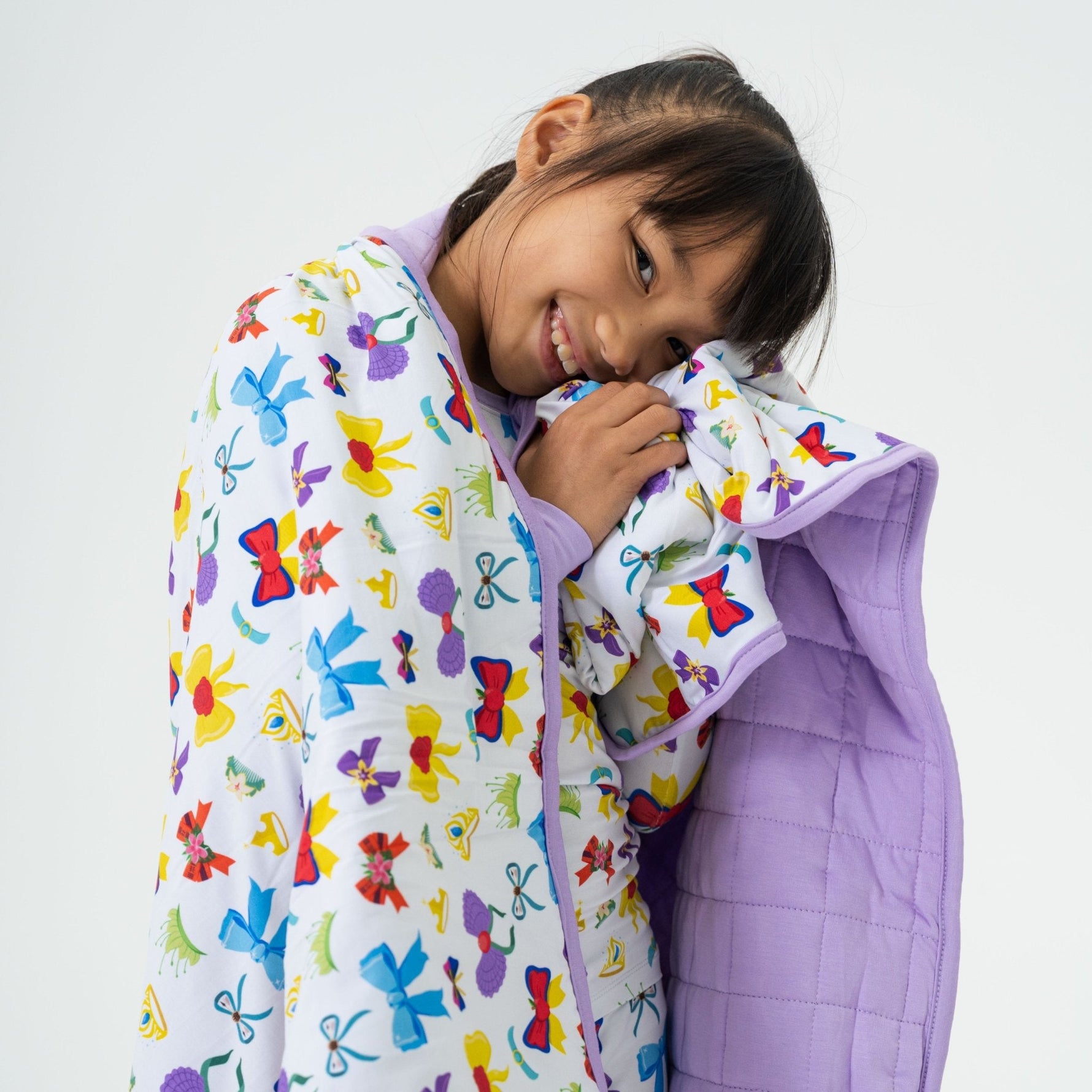 Bam & Stitch Sparkle & Reign Bamboo Kids Blanket | Princess Bow Quilt - 