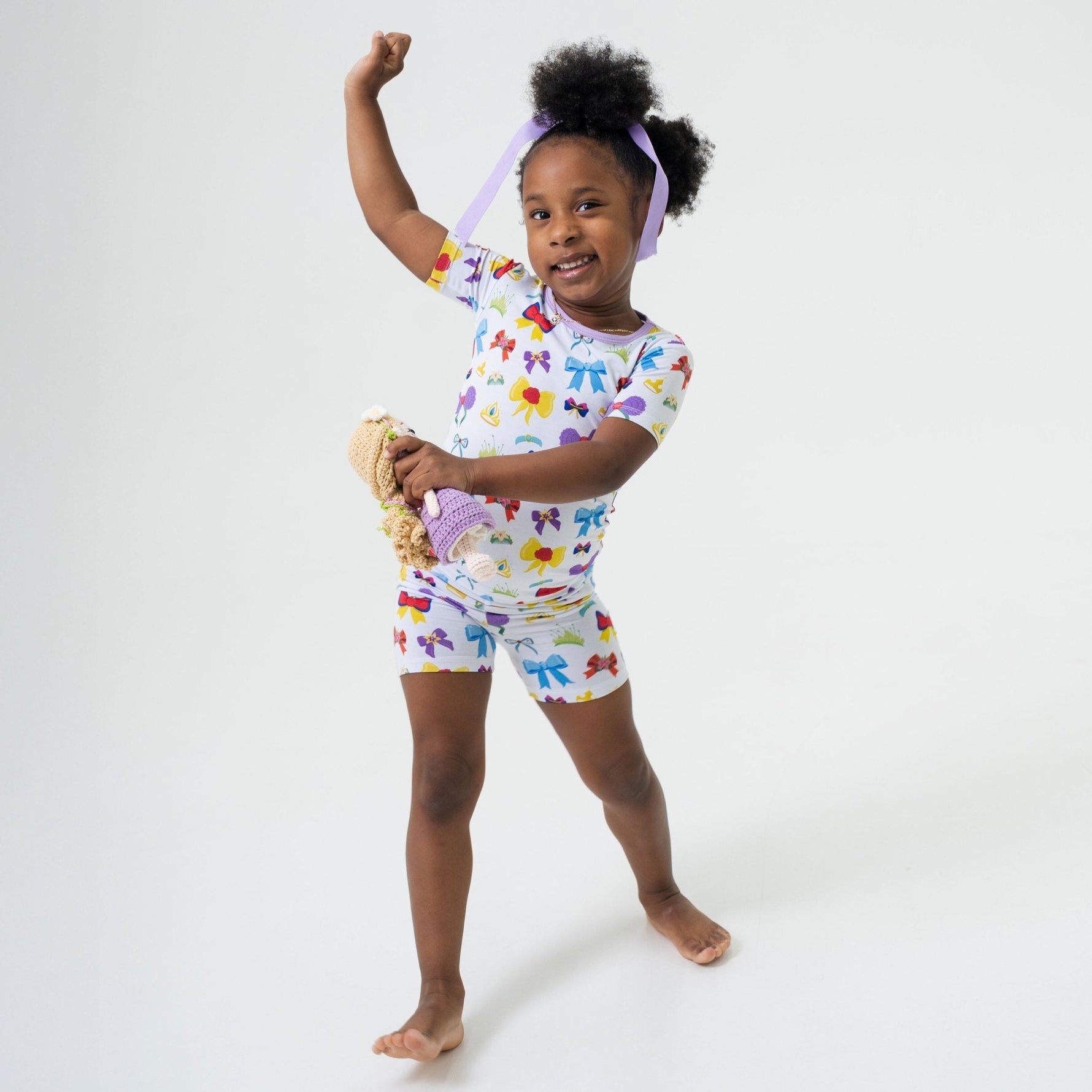 Bam & Stitch Sparkle & Reign Bamboo Short Sleeve Pajamas | Princess Bows - 