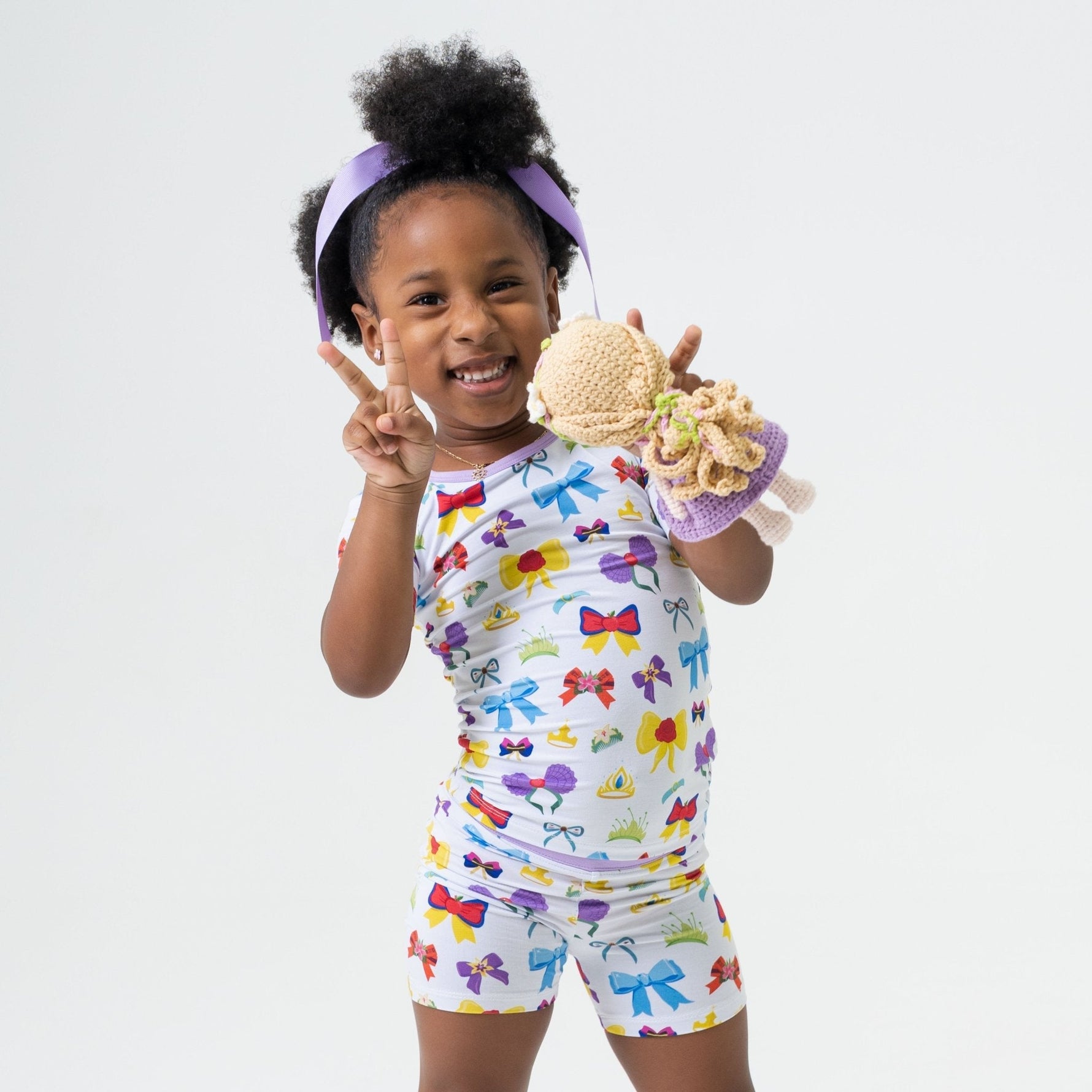 Bam & Stitch Sparkle & Reign Bamboo Short Sleeve Pajamas | Princess Bows - 