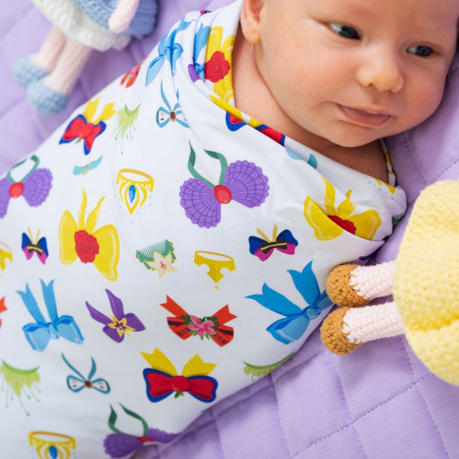Bam & Stitch Sparkle & Reign Bamboo Swaddle Blanket | Princess Bow Muslin - 