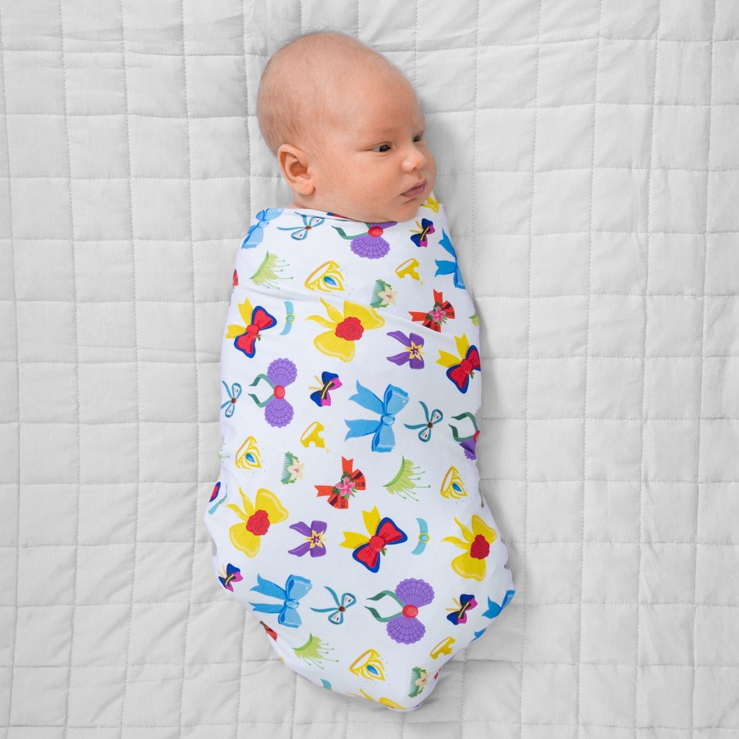 Bam & Stitch Sparkle & Reign Bamboo Swaddle Blanket | Princess Bow Muslin - 