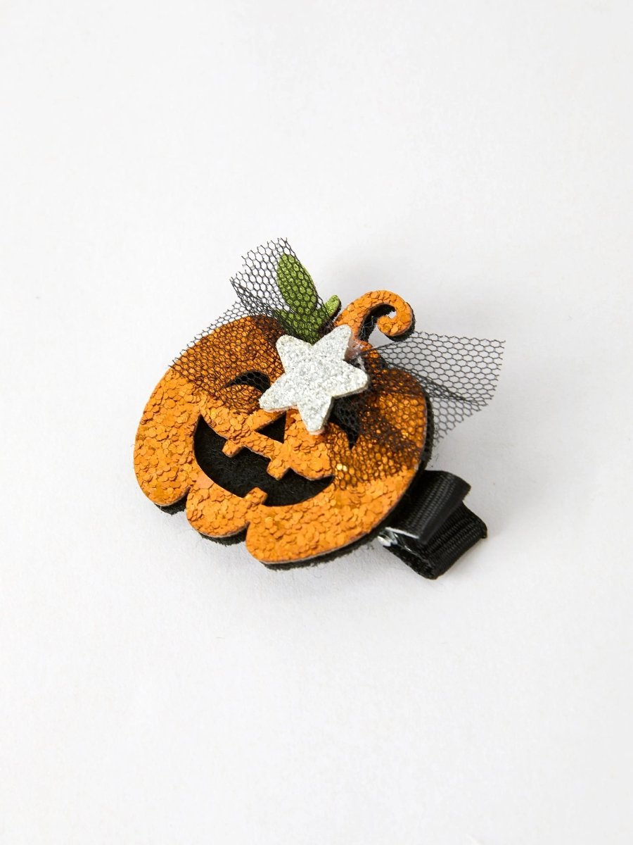 Rylee Faith Designs Sparkling Pumpkin Hair Clip with Dazzling Design for Halloween Celebrations - 