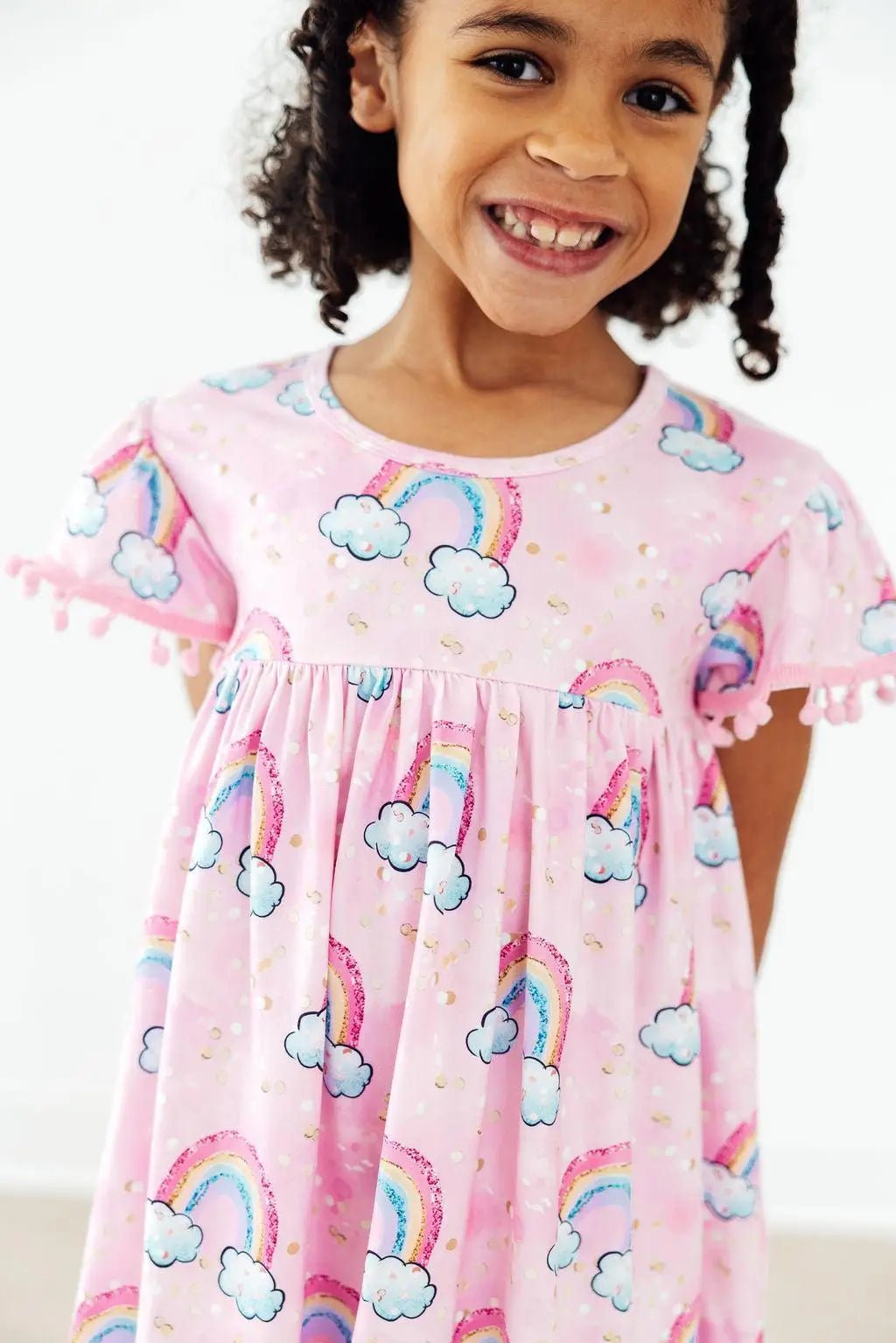 Sparkling Rainbows Pom Pom Dress - Child, Baby & Toddler Clothing, Day Dress, Toddler, One-piece garment | Everetts Place