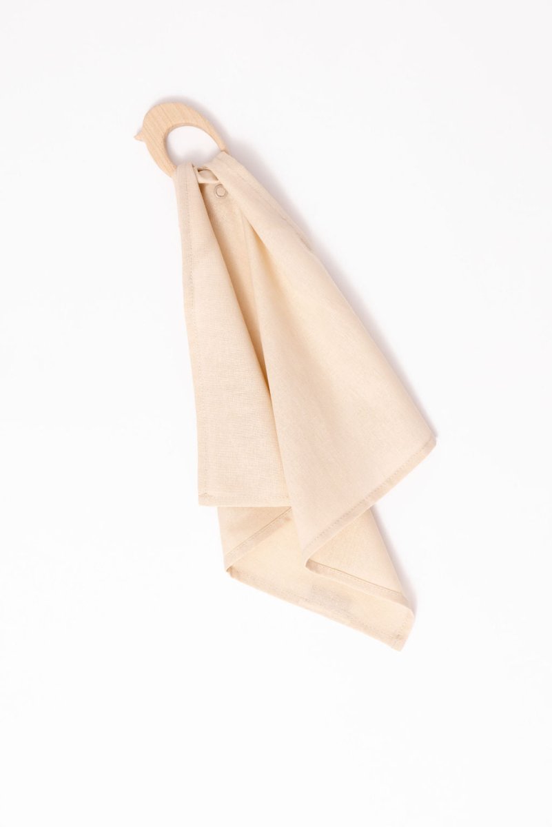 WildBird Sparrow - Linen + Maple Ring Teether - 