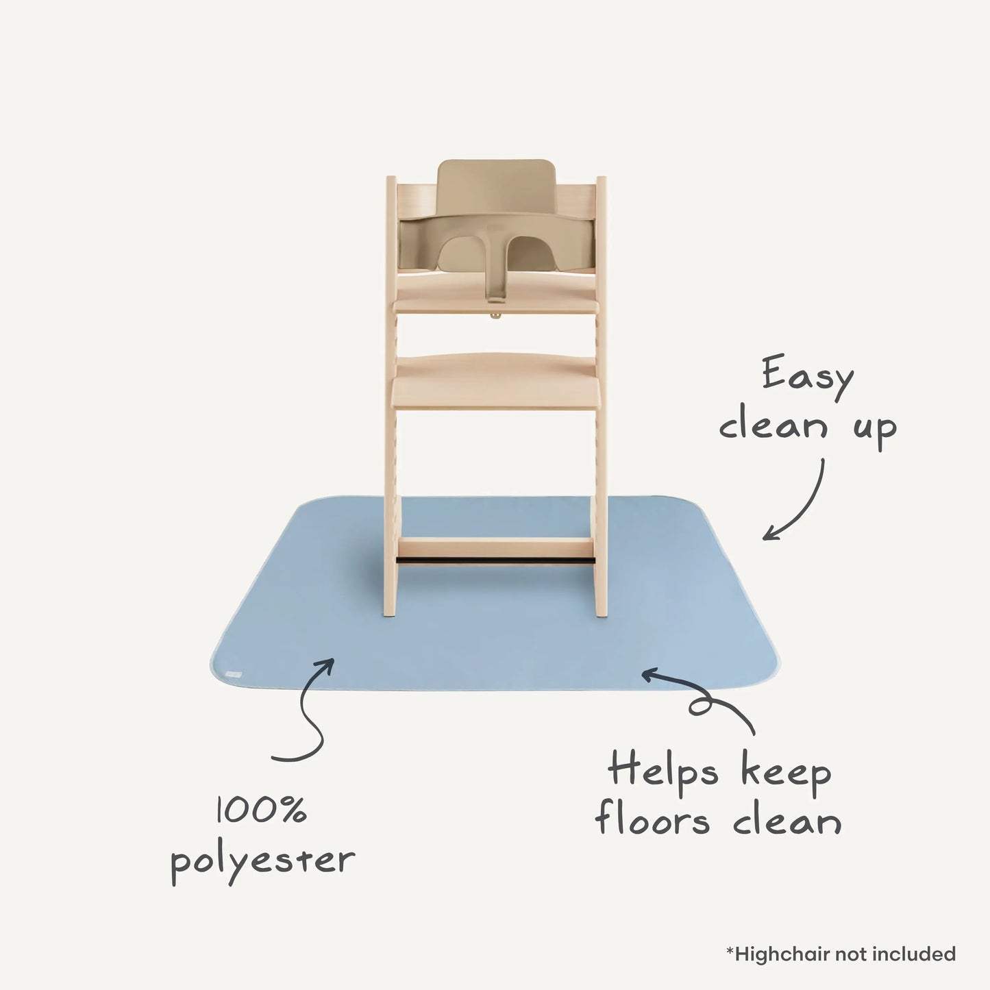 Splat Mat for High Chairs and Arts and Crafts Water Resistant Polyester Easy to Clean Machine Washable Mushie