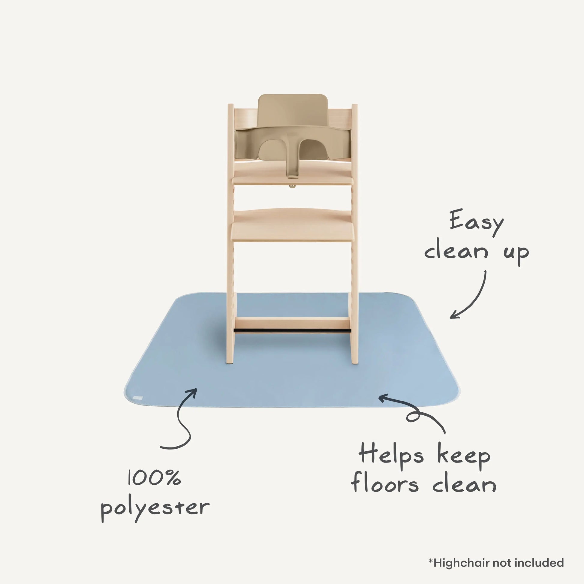 Splat Mat for High Chairs and Arts and Crafts Water Resistant Polyester Easy to Clean Machine Washable Mushie