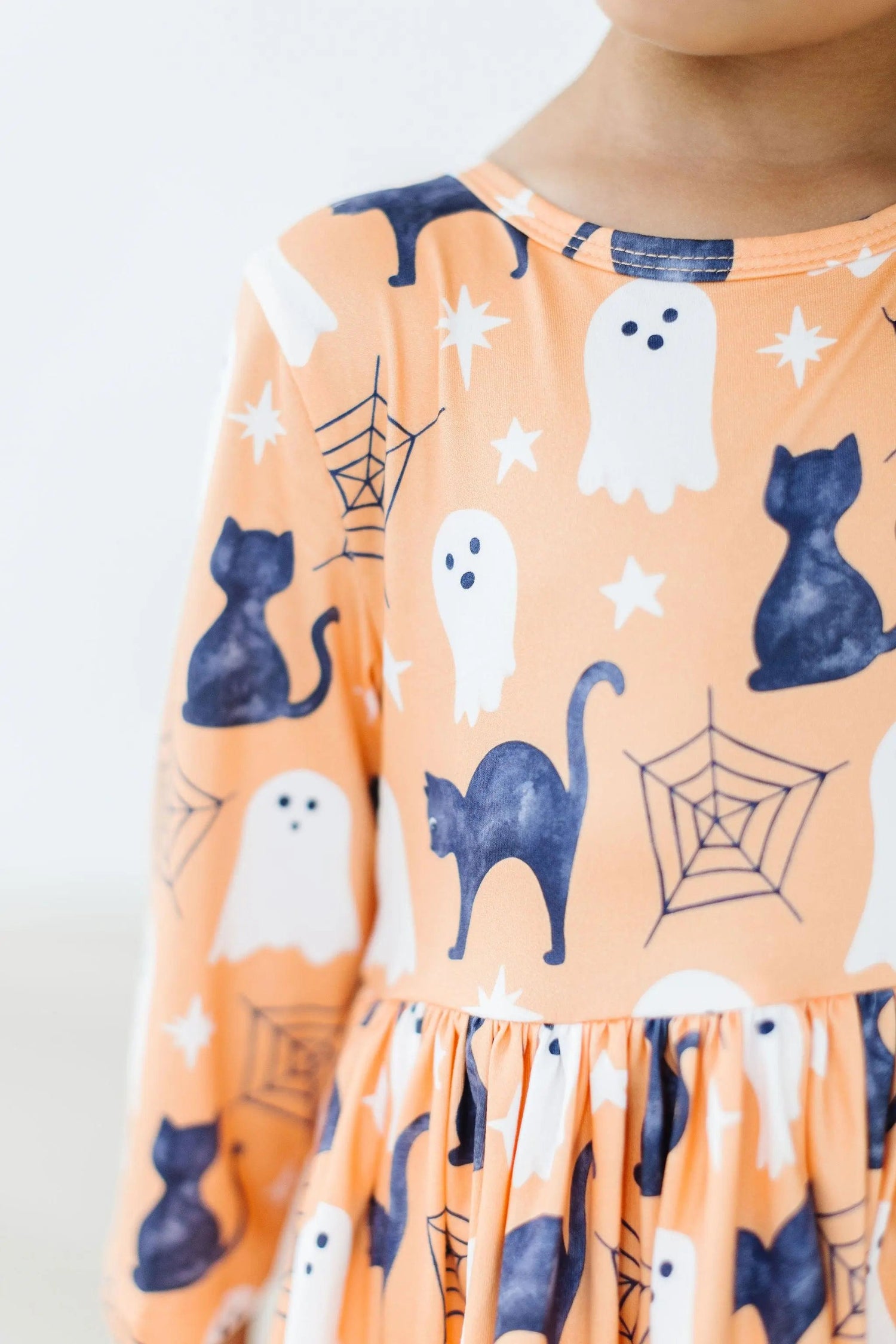 Mila & Rose ® Spooky Kitty 3/4 Sleeve Pocket Twirl Dress - 
