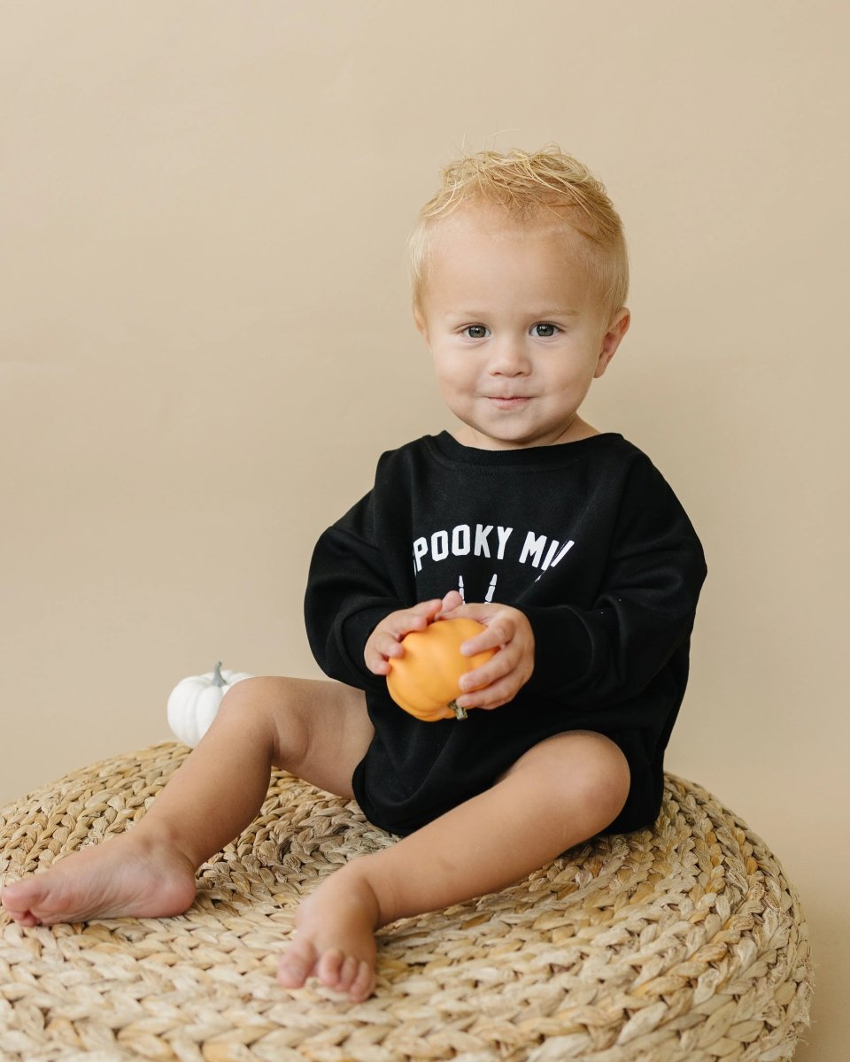 Spooky Mini Skeletons Sweatshirt Romper With Snap Closure - Everetts Place Boutique - 