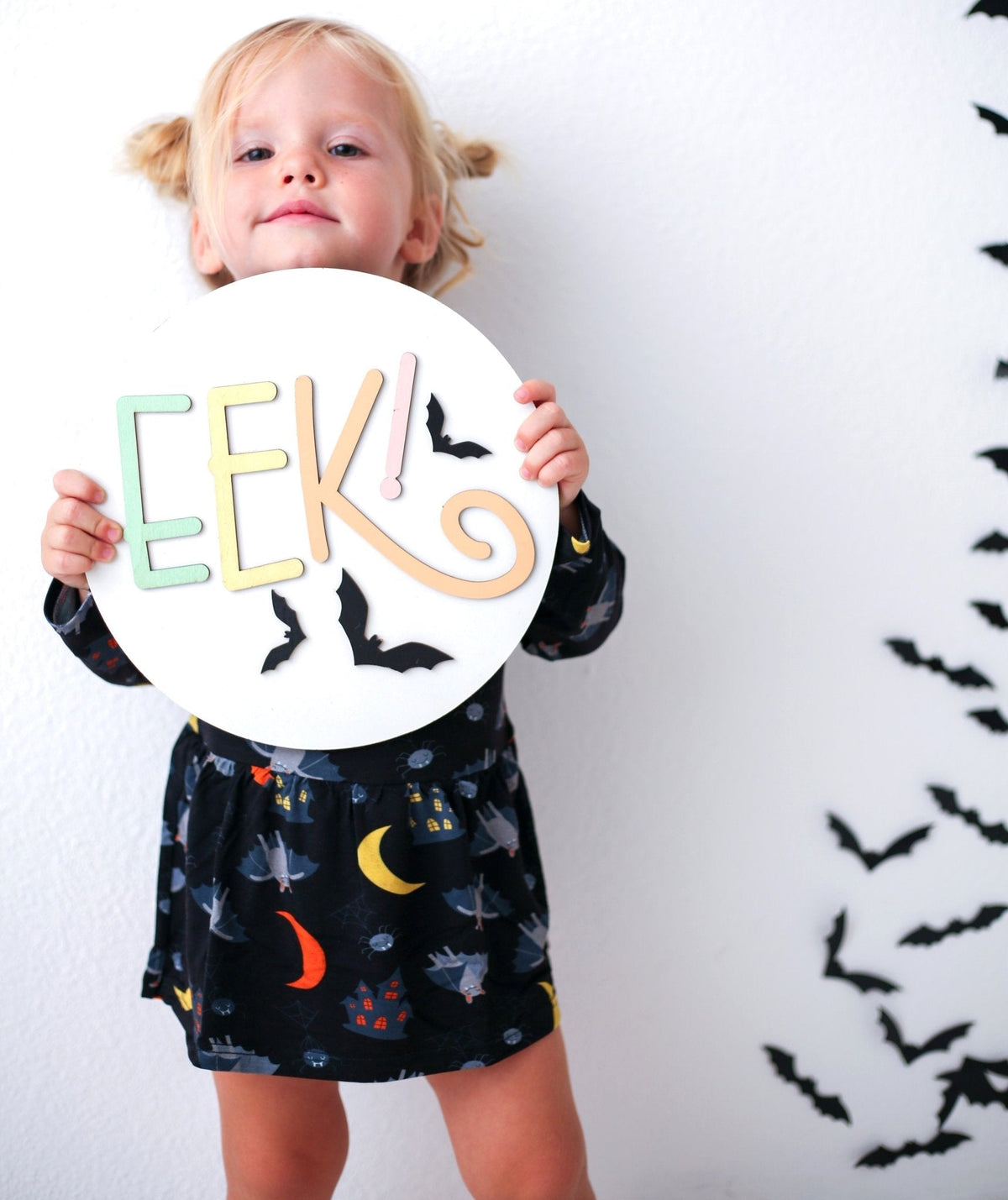 Bamboo Spandex Bodysuit Dress, Spooky Nights Print, Long Sleeve by Bestaroo