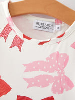 Rylee Faith Designs Spring and Summer Girls' Pink Bow Print Dress - 