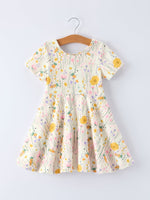 Rylee Faith Designs Spring Bunny Yellow Floral Girls Dress - 