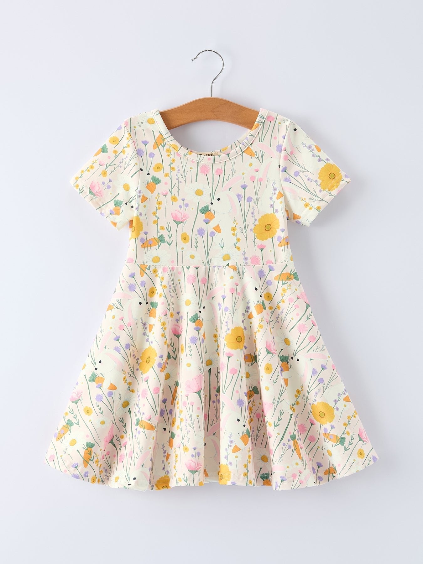 Rylee Faith Designs Spring Bunny Yellow Floral Girls Dress - 