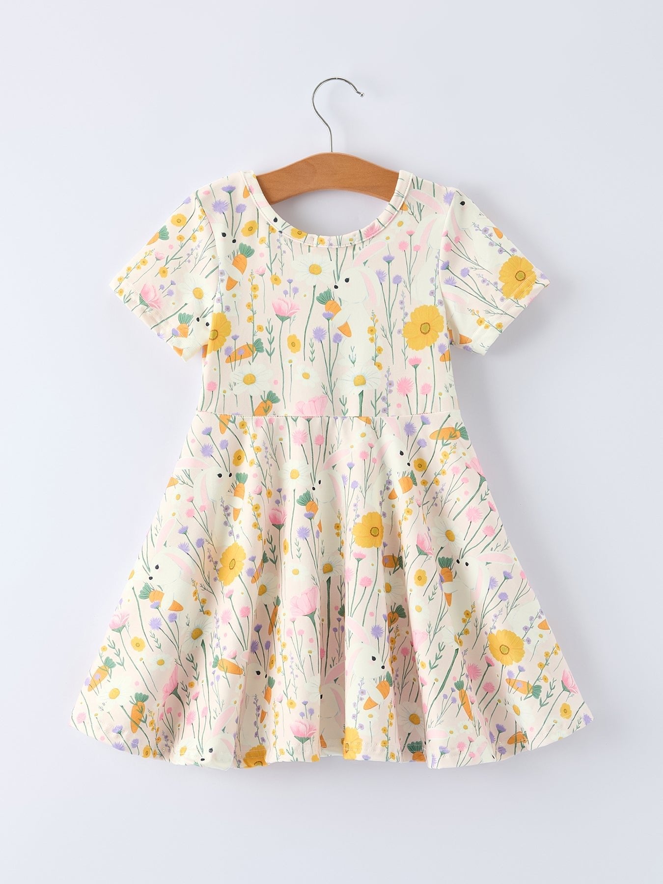 Rylee Faith Designs Spring Bunny Yellow Floral Girls Dress - 