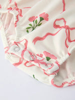 Rylee Faith Designs Spring Floral Smocking Embroidery Bow Baby Girls Romper - 