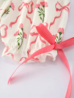 Rylee Faith Designs Spring Floral Smocking Embroidery Bow Girls Dress - 