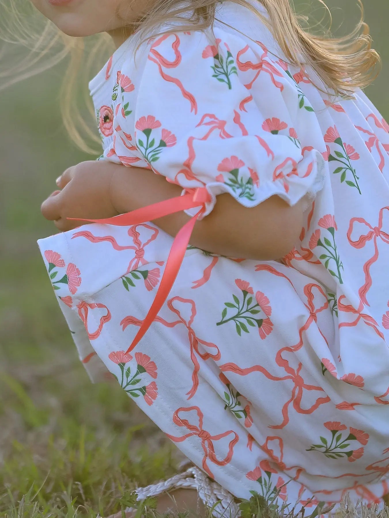 Rylee Faith Designs Spring Floral Smocking Embroidery Bow Girls Dress - 