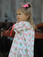 Rylee Faith Designs Spring Floral Smocking Embroidery Bow Girls Dress - 