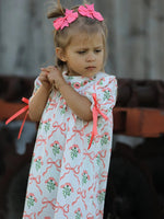 Rylee Faith Designs Spring Floral Smocking Embroidery Bow Girls Dress - 
