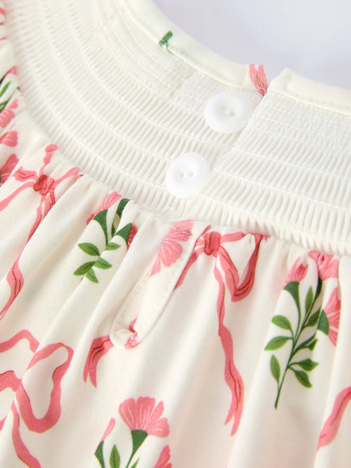 Rylee Faith Designs Spring Floral Smocking Embroidery Bow Girls Dress - 