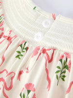 Rylee Faith Designs Spring Floral Smocking Embroidery Bow Girls Dress - 