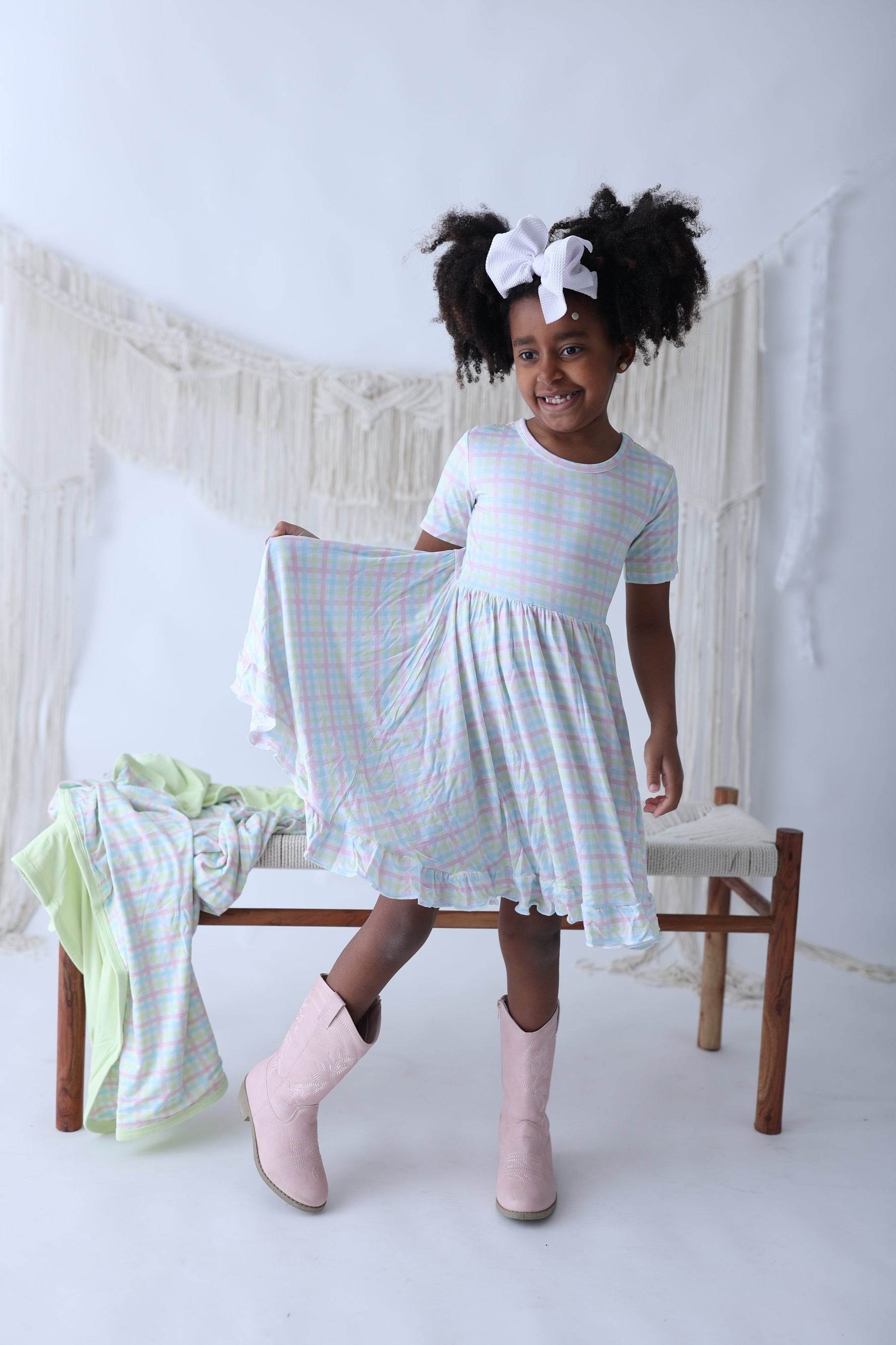 DREAM BIG LITTLE CO SPRING GINGHAM DREAM RUFFLE DRESSEveretts Place