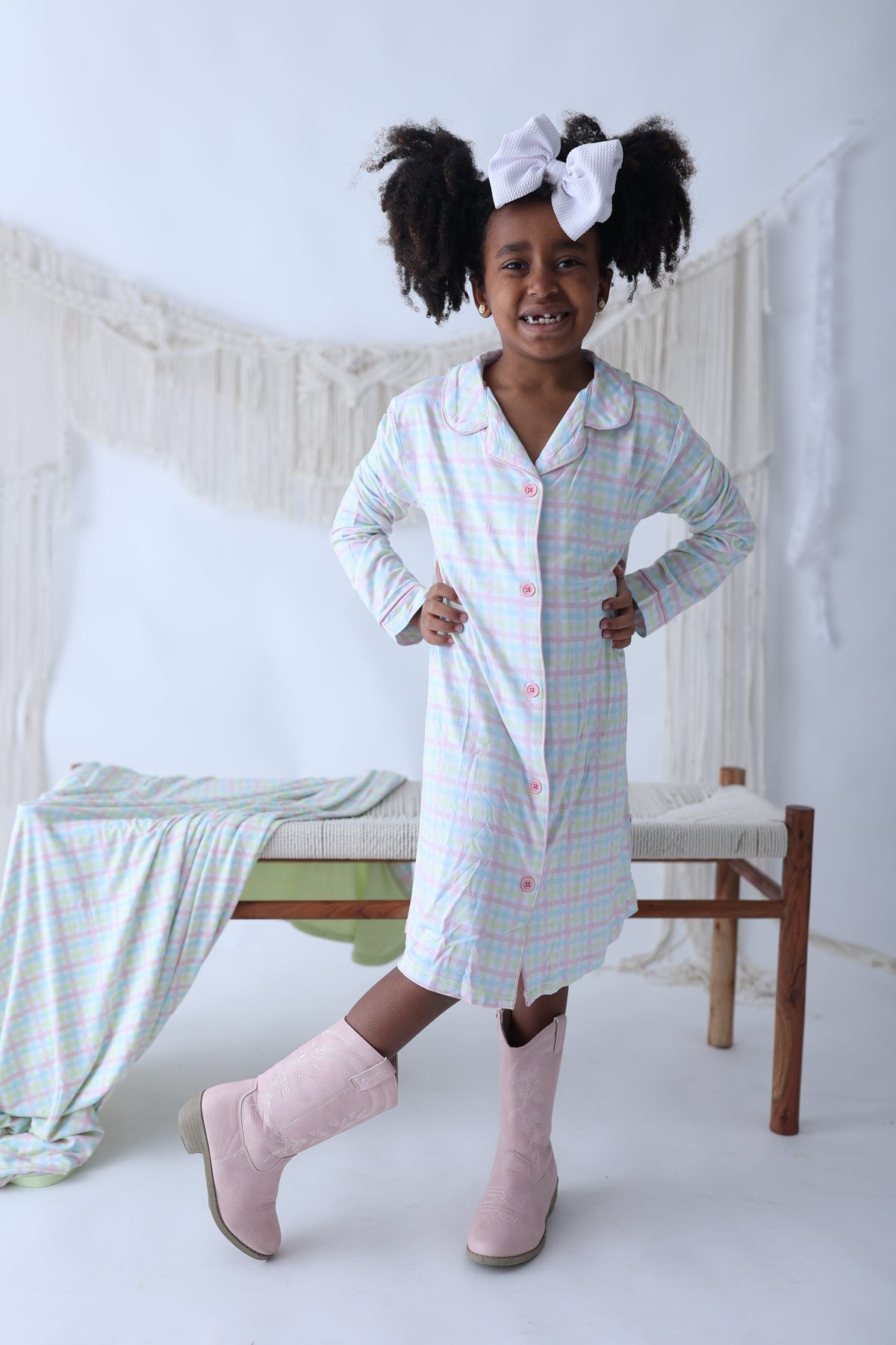 DREAM BIG LITTLE CO SPRING GINGHAM GIRL'S DREAM GOWNEveretts Place
