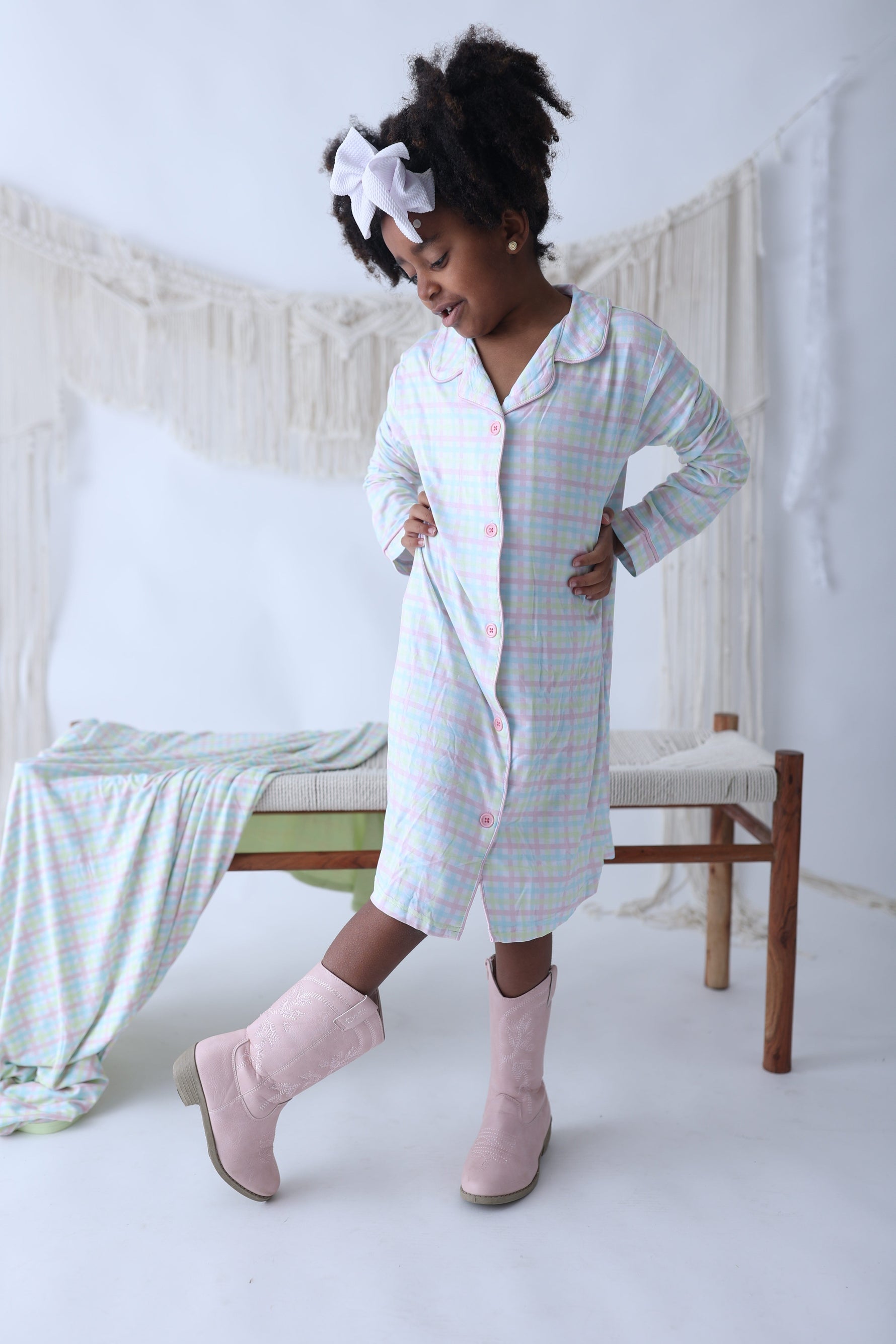 DREAM BIG LITTLE CO SPRING GINGHAM GIRL'S DREAM GOWNEveretts Place
