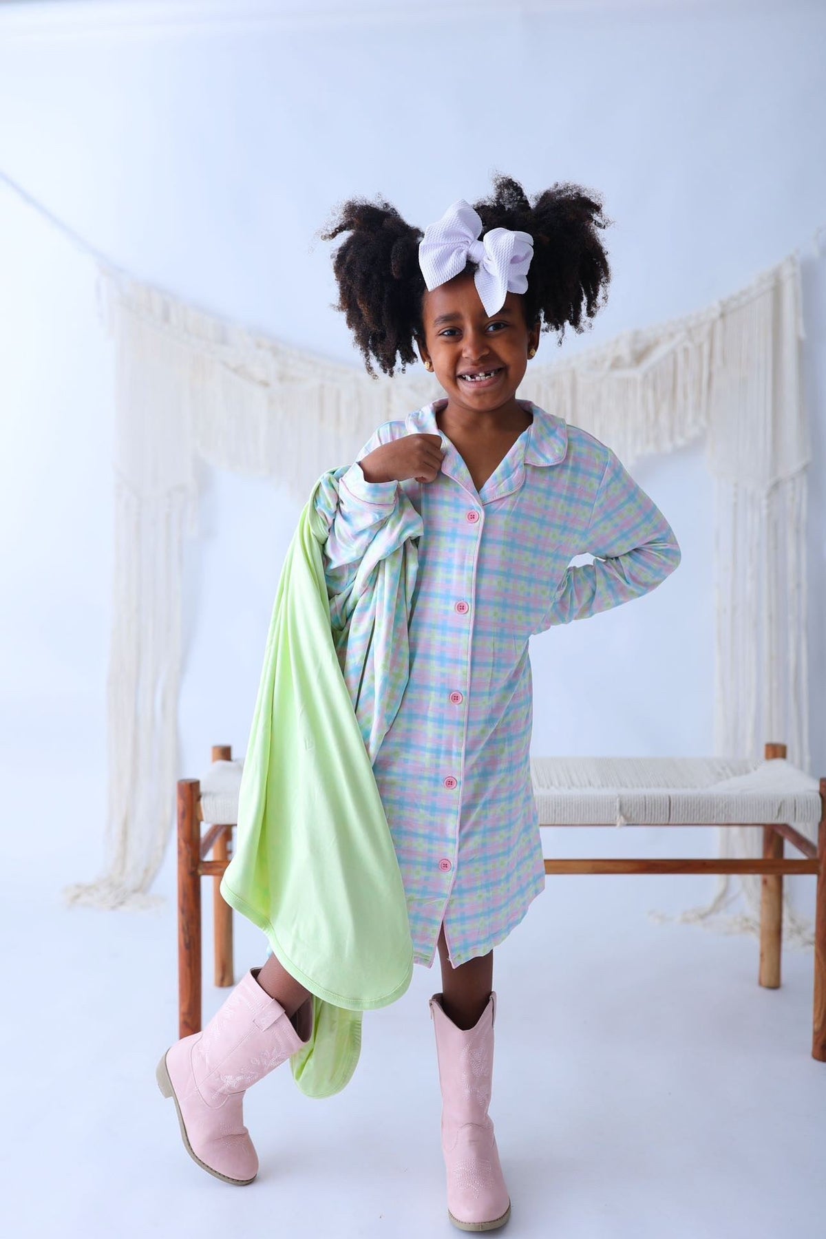 DREAM BIG LITTLE CO SPRING GINGHAM GIRL'S DREAM GOWNEveretts Place
