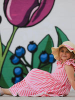 Rylee Faith Designs Spring Pink Striped Ruffled Girls' Dress with Hat - 