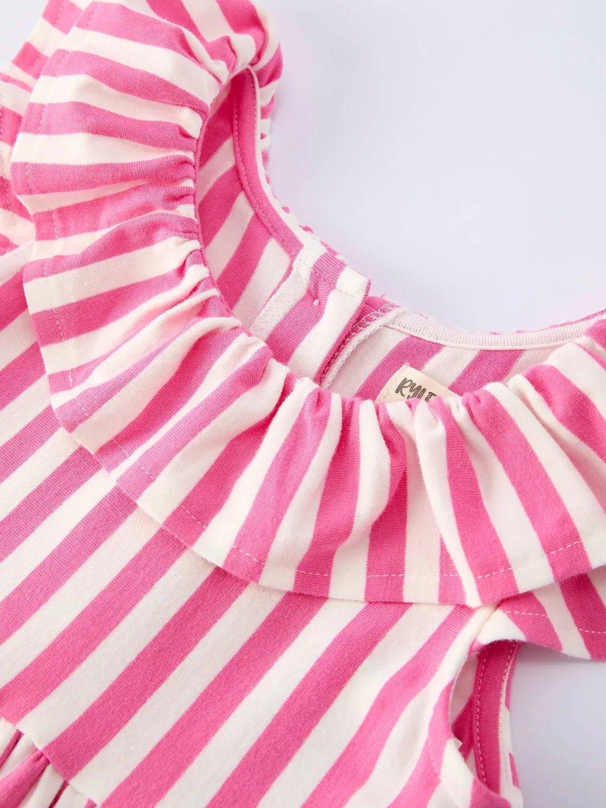 Rylee Faith Designs Spring Pink Striped Ruffled Girls' Dress with Hat - 